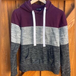Fashion Nova Colorblock Hoodie Stripes Purple Gray Athleisure Comfy Casual Small